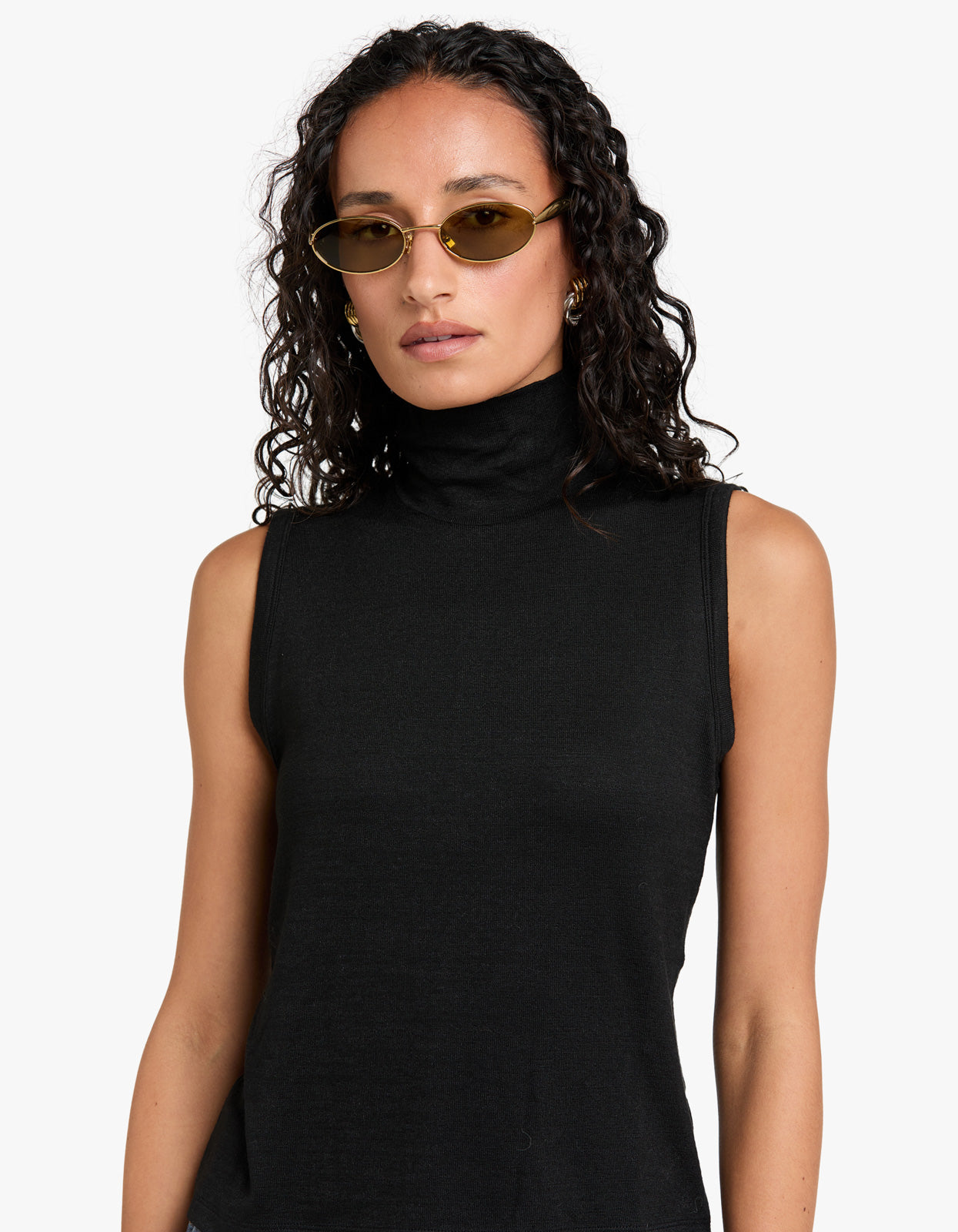 The Knit T-Neck Tank - Black