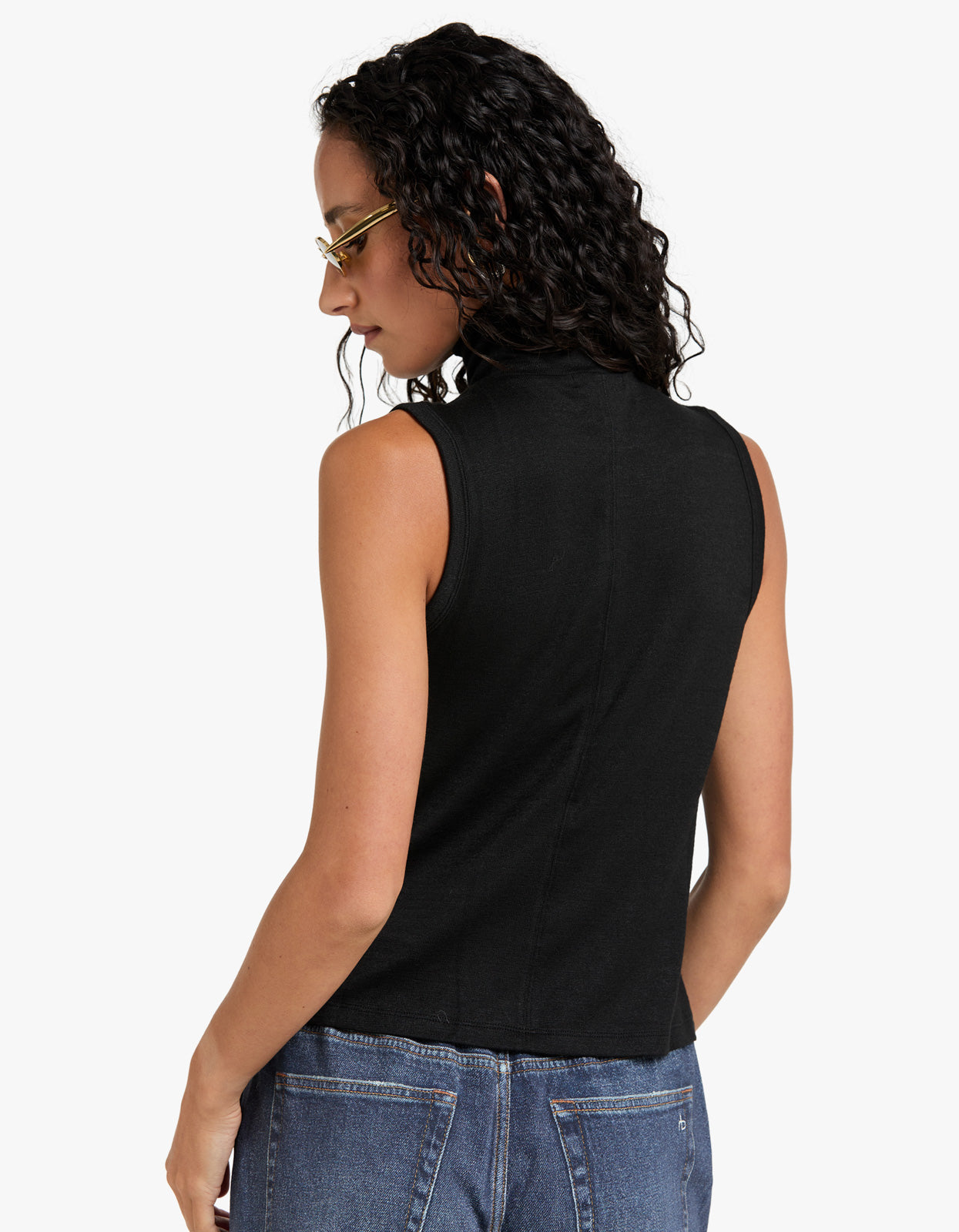 The Knit T-Neck Tank - Black