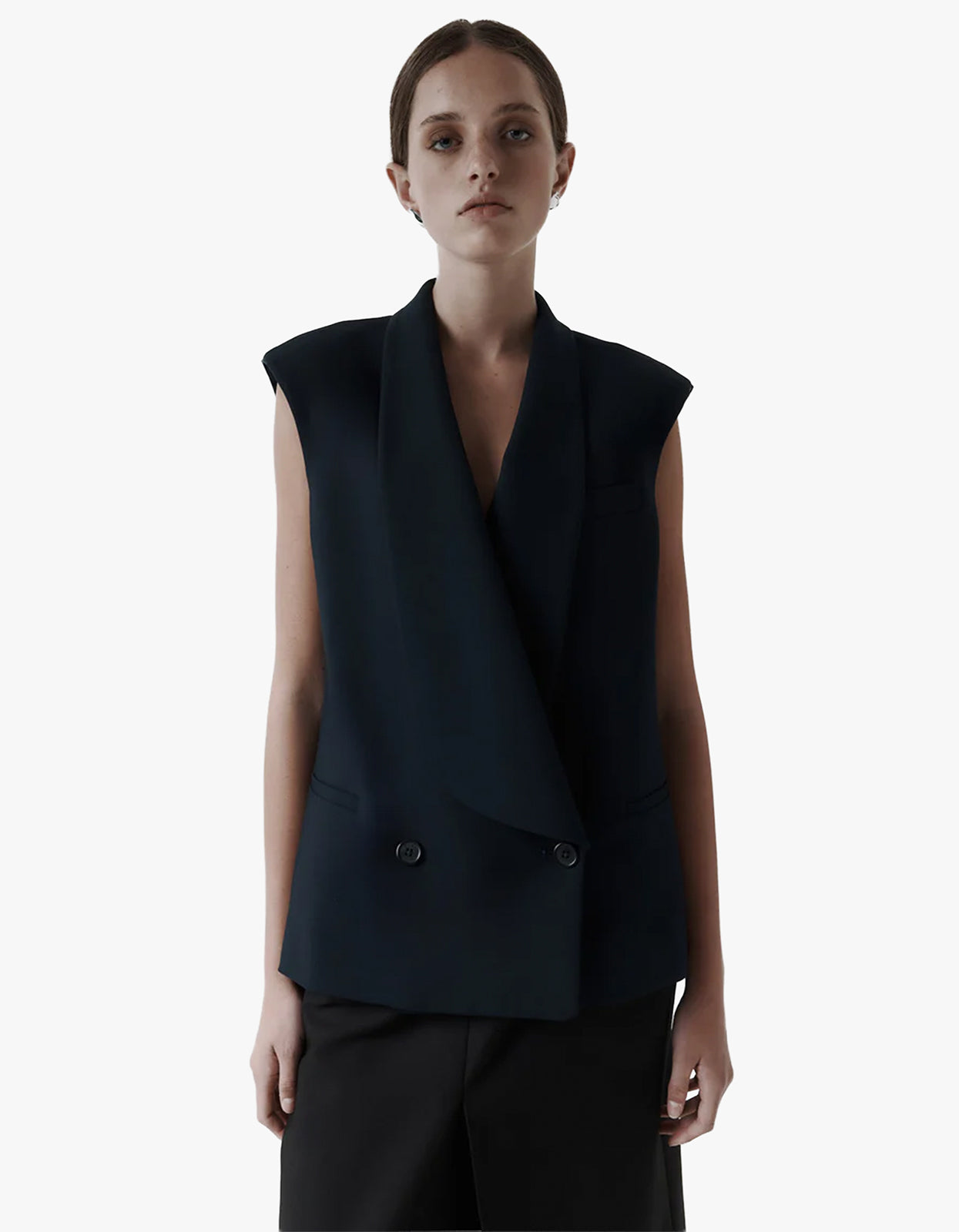 Long Lapel Vest - Navy