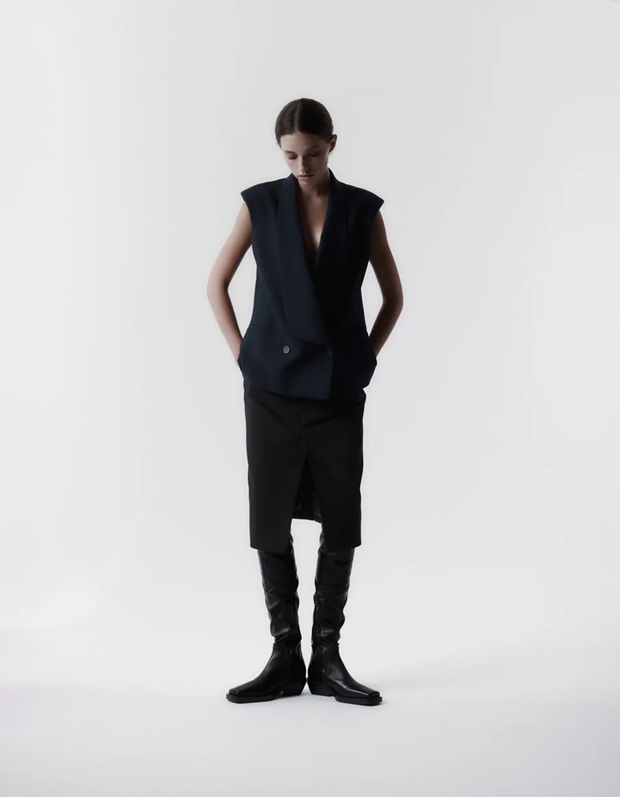 Long Lapel Vest - Navy