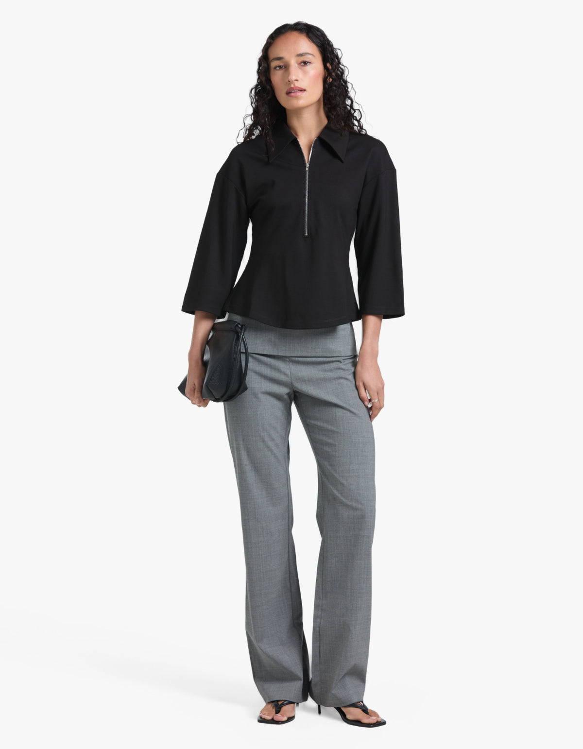 Zip-Front Polo - Black