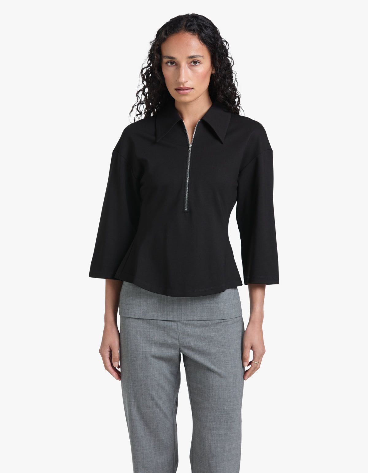 Zip-Front Polo - Black