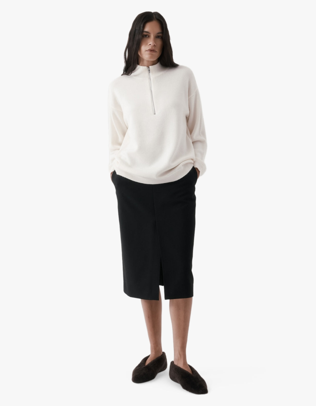 Half-Zip Knit Sweater - Ivory
