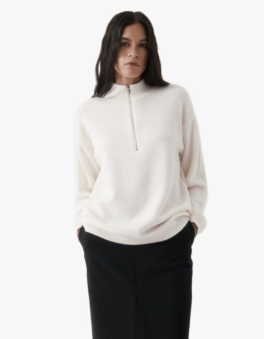 Half-Zip Knit Sweater - Ivory