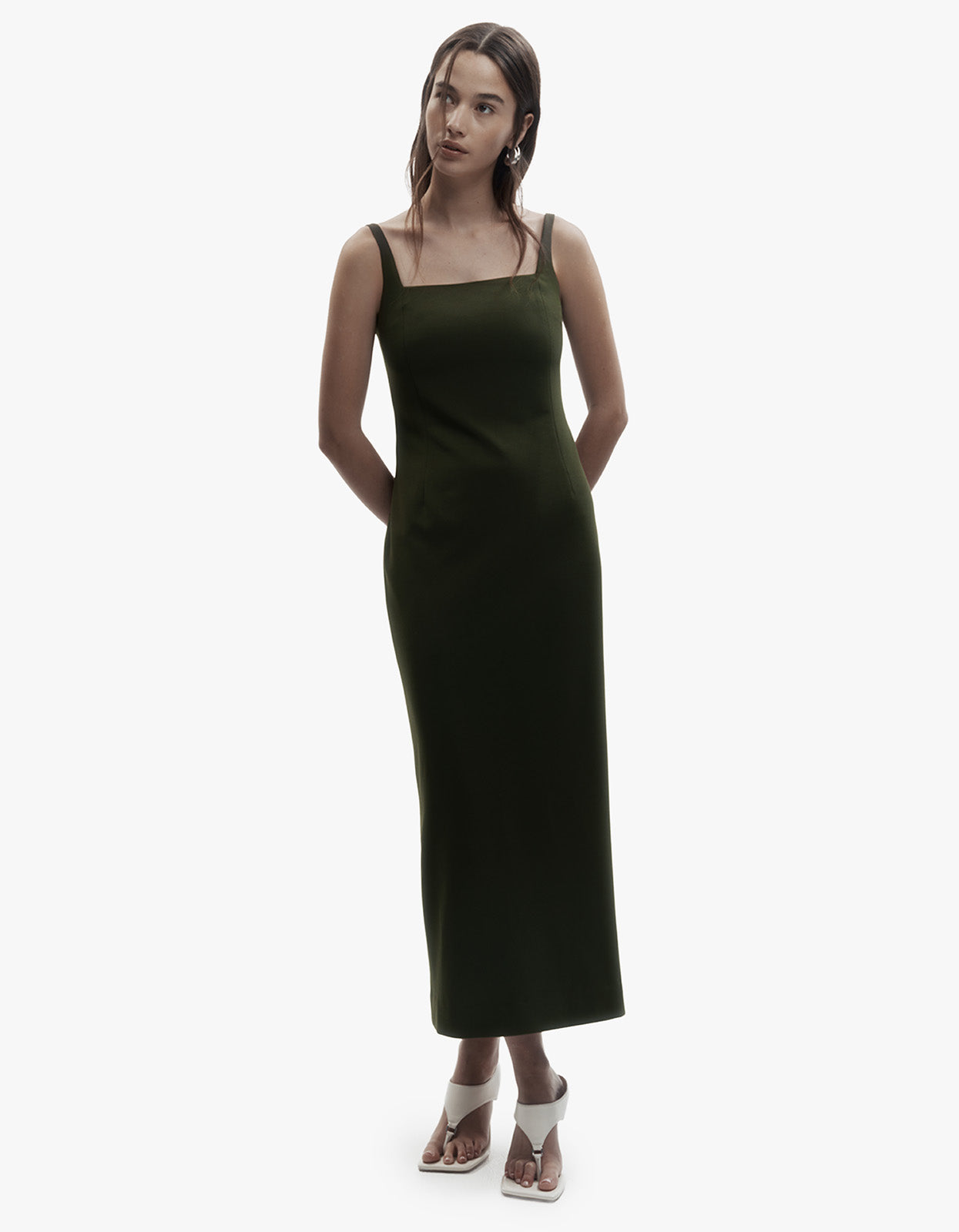 Column Cape Dress - Olive