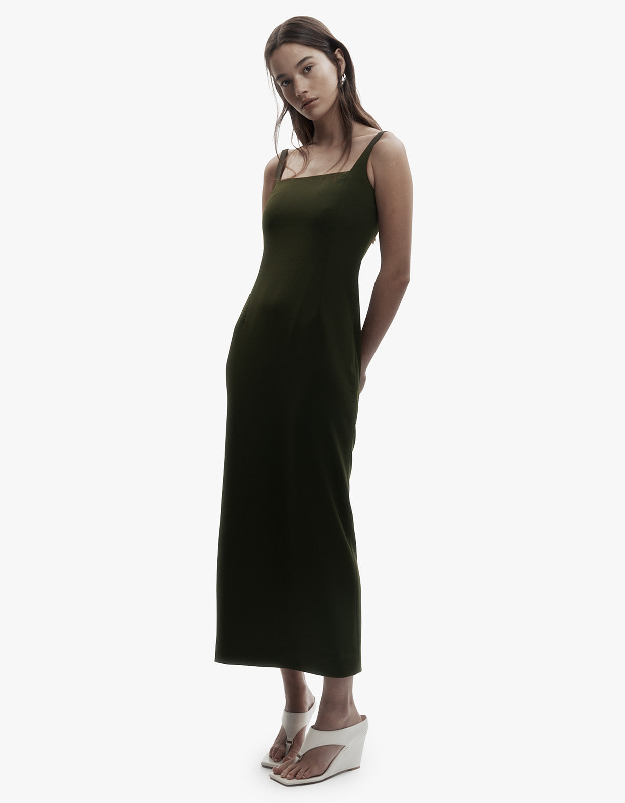 Column Cape Dress - Olive