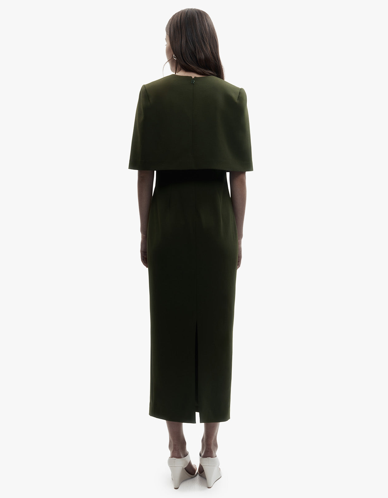 Column Cape Dress - Olive