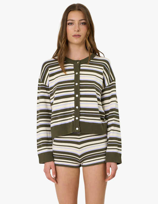 Bowie Cardigan - Olive Stripe