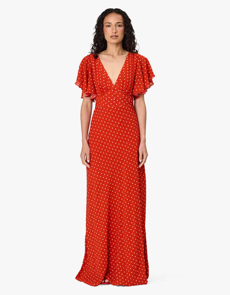 open lace back dress Remain - Marina Maxi Dress - Chilli Polka Dot