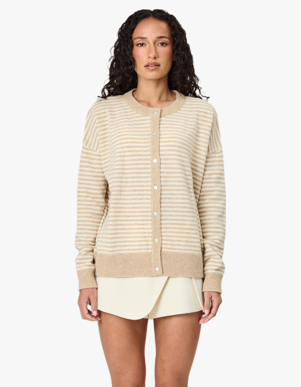 Tali Cardigan - Latte Stripe