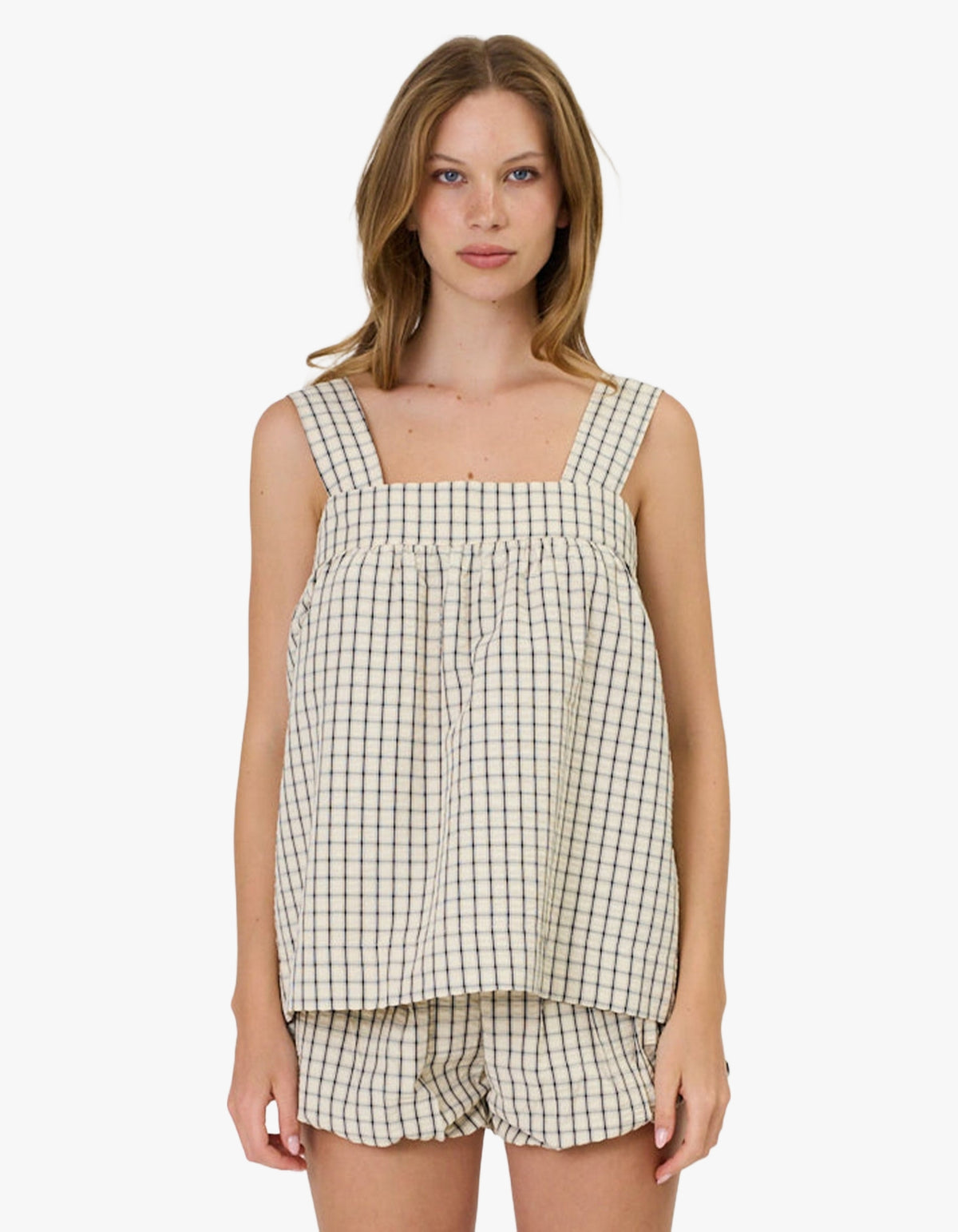Lainey Top - Ivory Check