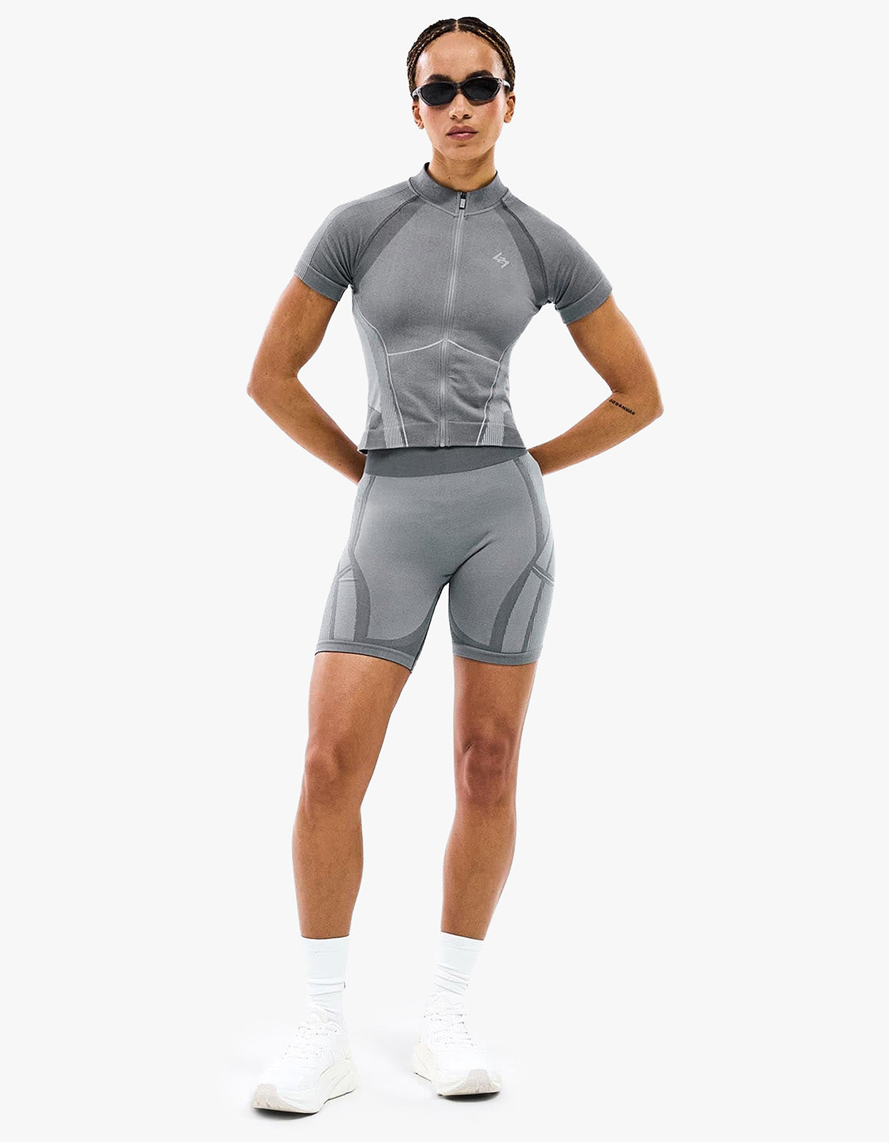 247 Hydro Seamless Zip Front T-Shirt - Ice Grey