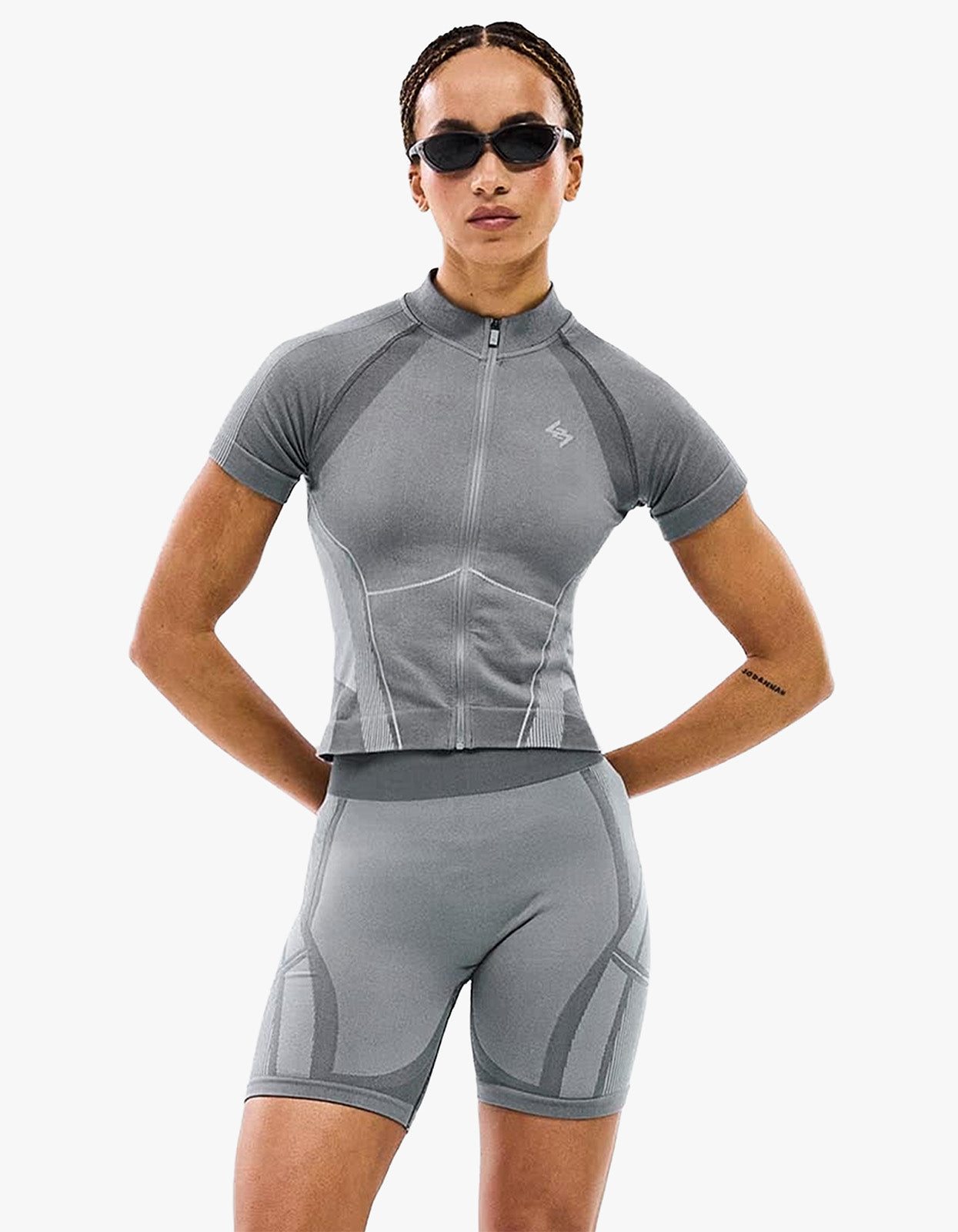 247 Hydro Seamless Zip Front T-Shirt - Ice Grey