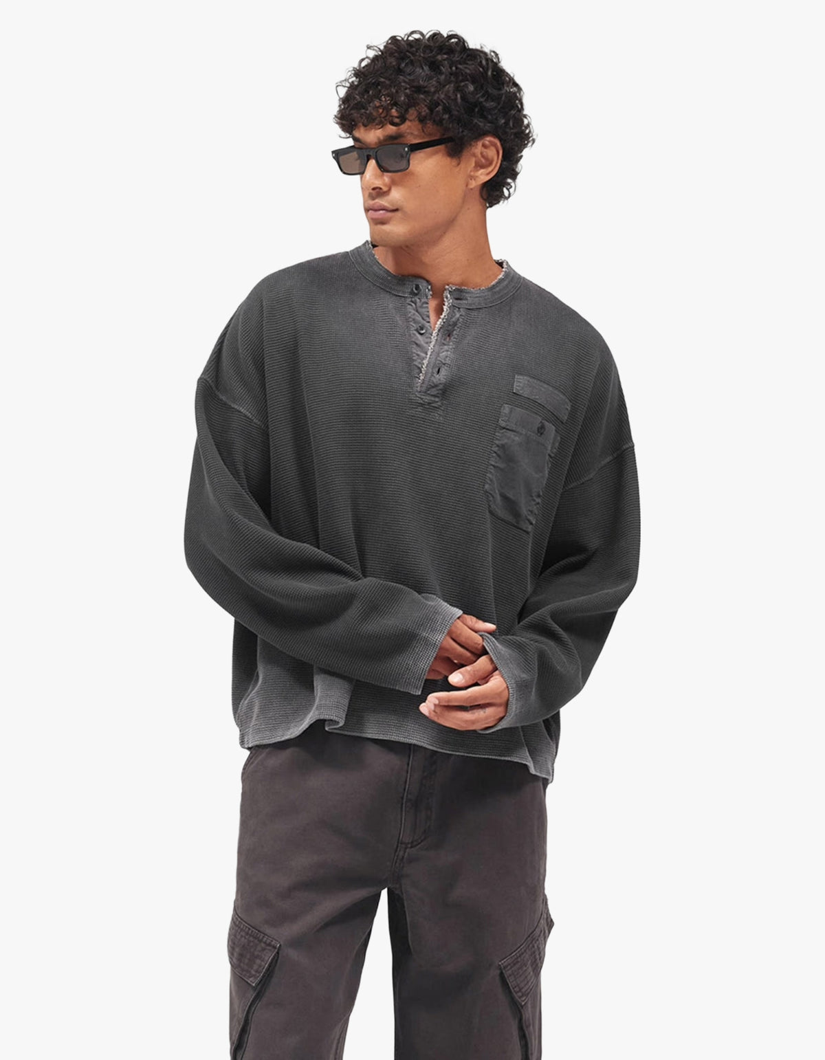 Heavyweight Henley Sweater - Vintage Black