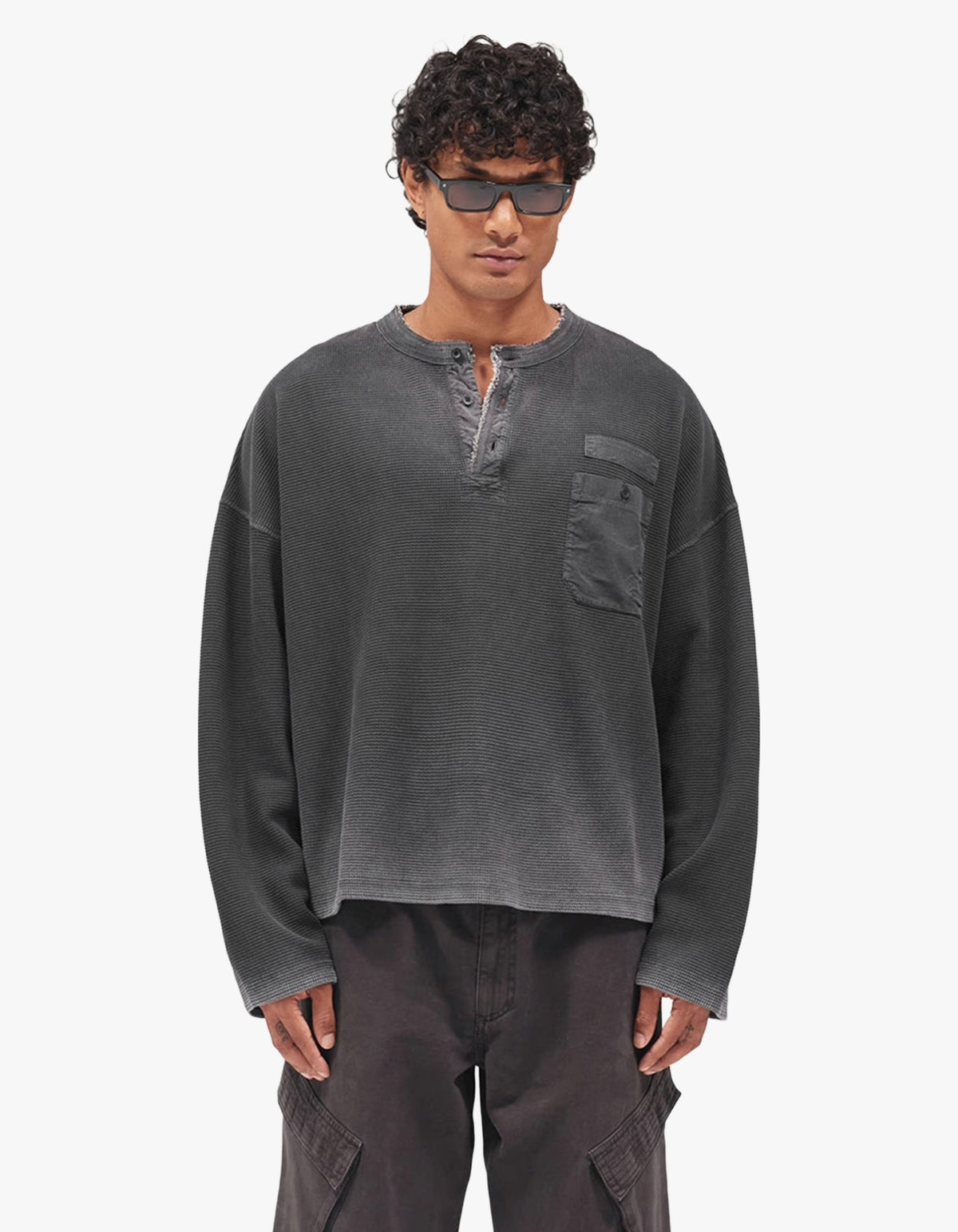 Heavyweight Henley Sweater - Vintage Black