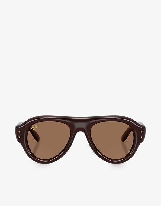 Aviator Puffer Sunglasses - Transparent Dark Brown
