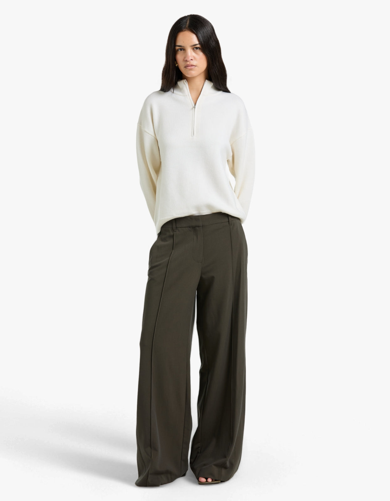 Half-Zip Knit Sweater - Ivory