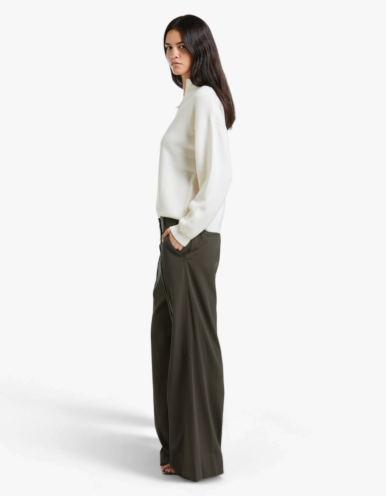 Half-Zip Knit Sweater - Ivory