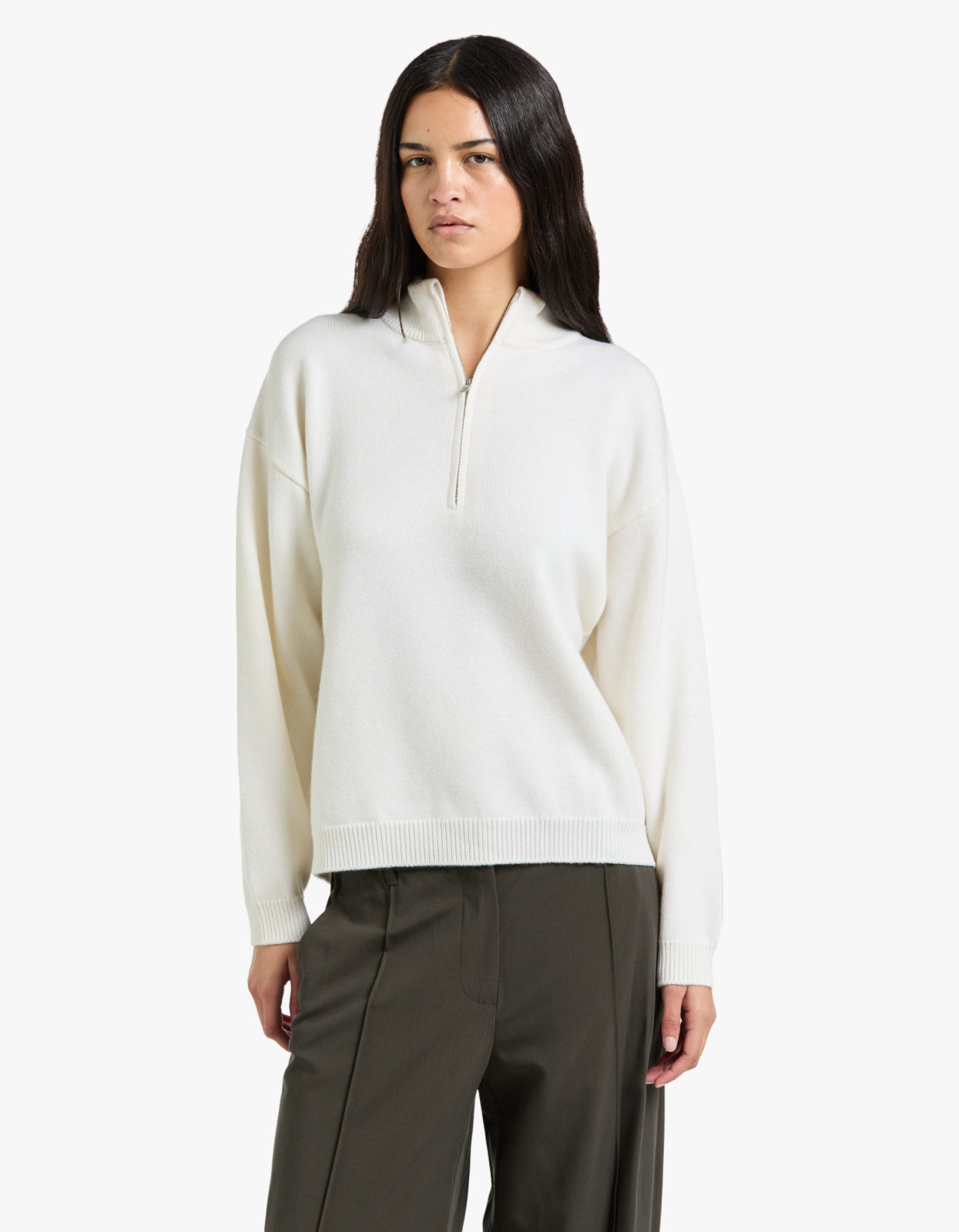 Half-Zip Knit Sweater - Ivory