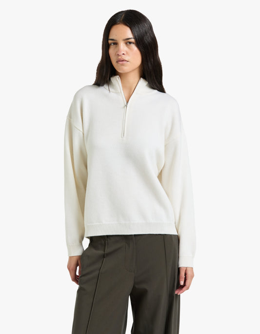 Half-Zip Knit Sweater - Ivory