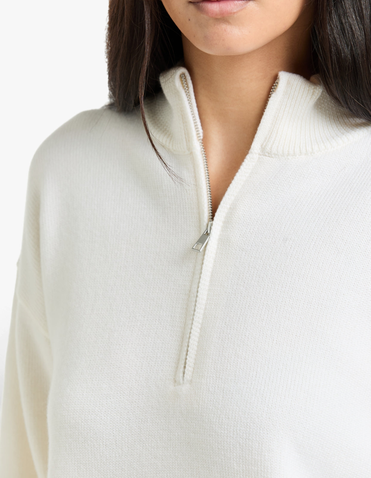 Half-Zip Knit Sweater - Ivory