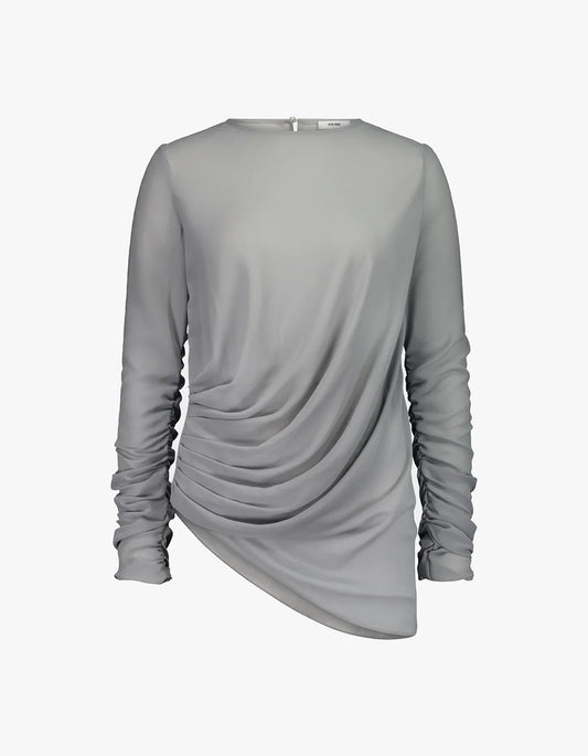 Long Sleeve Draped Top - Ash