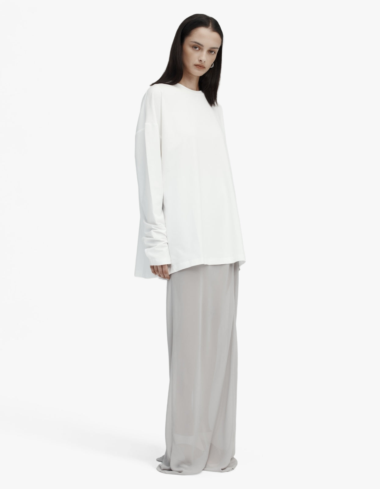 Long Sleeve Drop T-Shirt - White