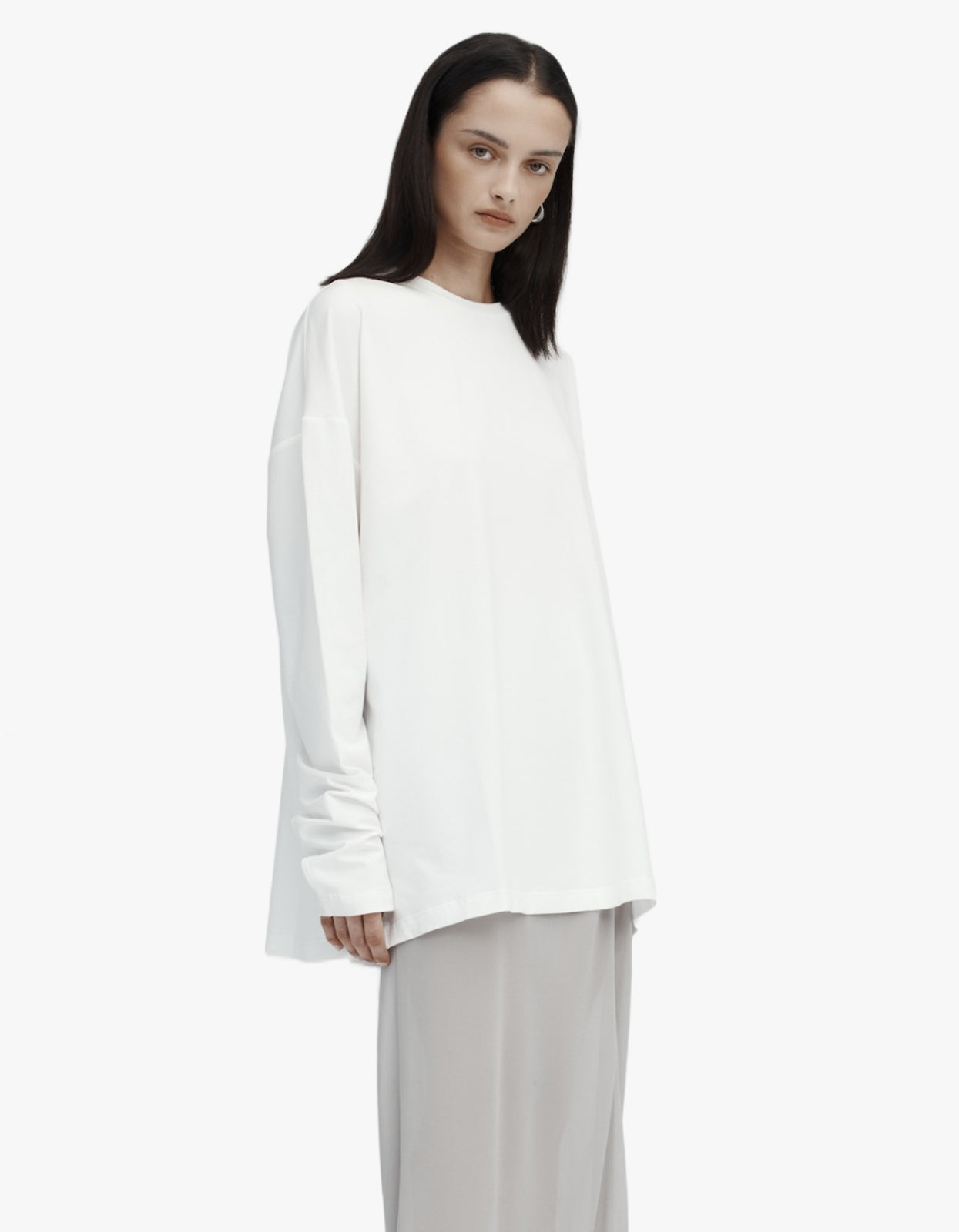 Long Sleeve Drop T-Shirt - White