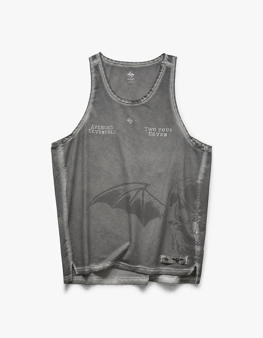 247 X Avenged Sevenfold Death Bat Singlet - Vintage Grey