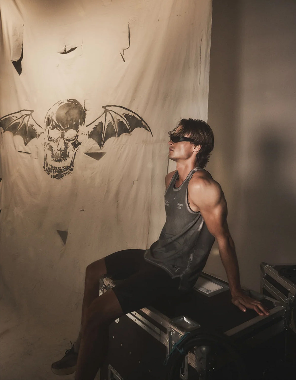 247 X Avenged Sevenfold Death Bat Singlet - Vintage Grey