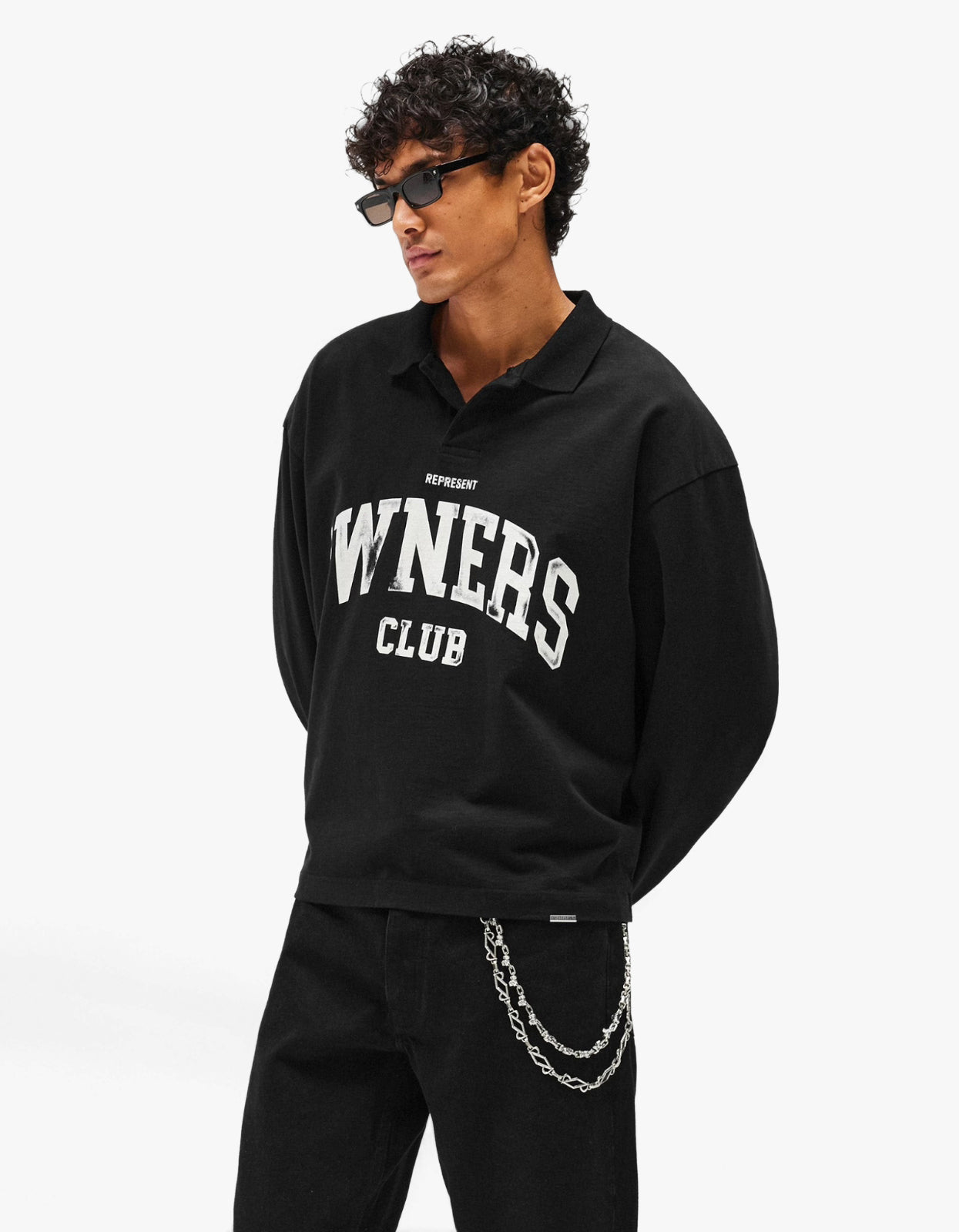 Represent Owners Club Heritage Rugby Top - Jet Black