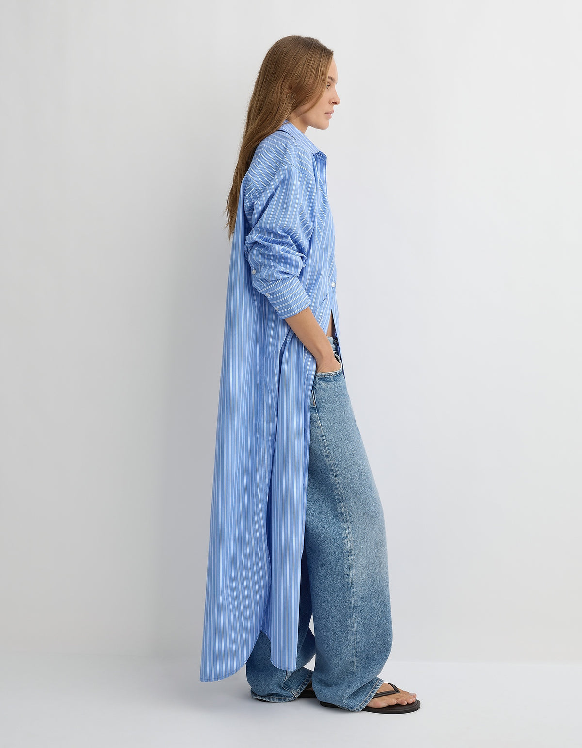 The Bernie Shirt Dress - Cornflower Stripe
