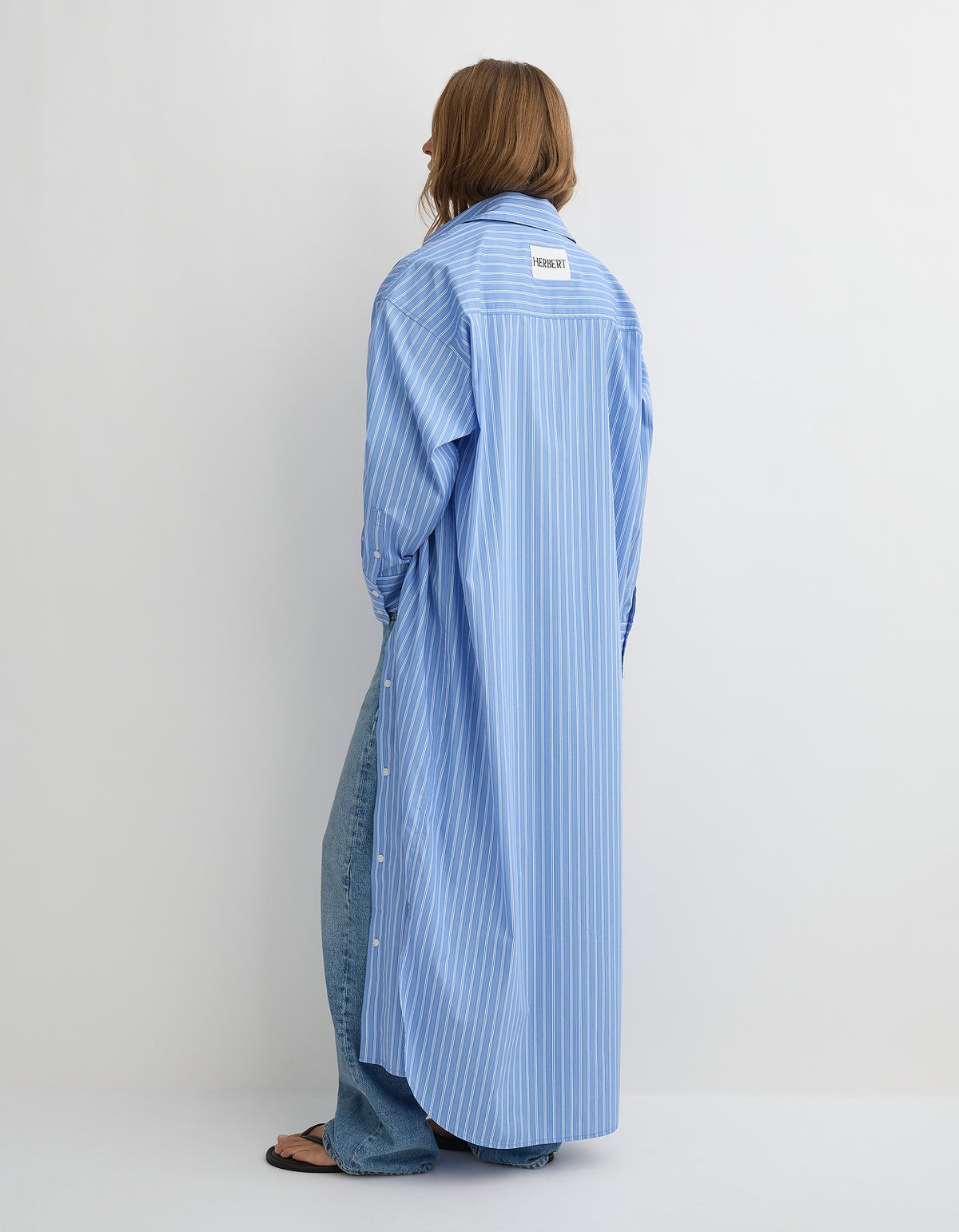 The Bernie Shirt Dress - Cornflower Stripe