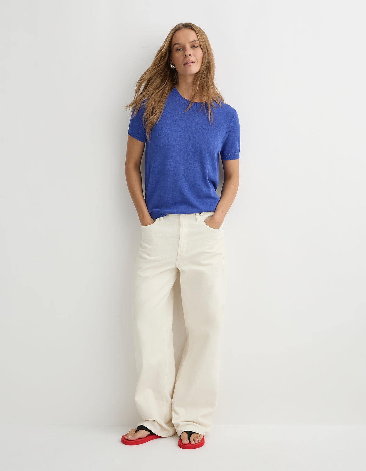 The Chloe Knit Tee - Cornflower