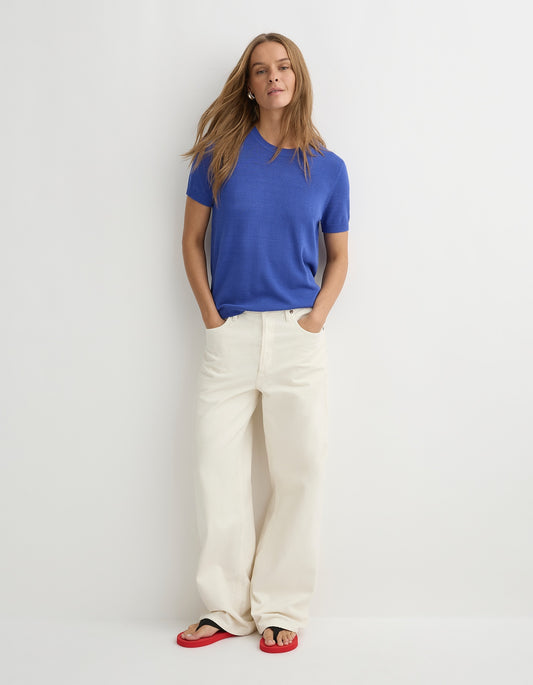 The Chloe Knit Tee - Cornflower