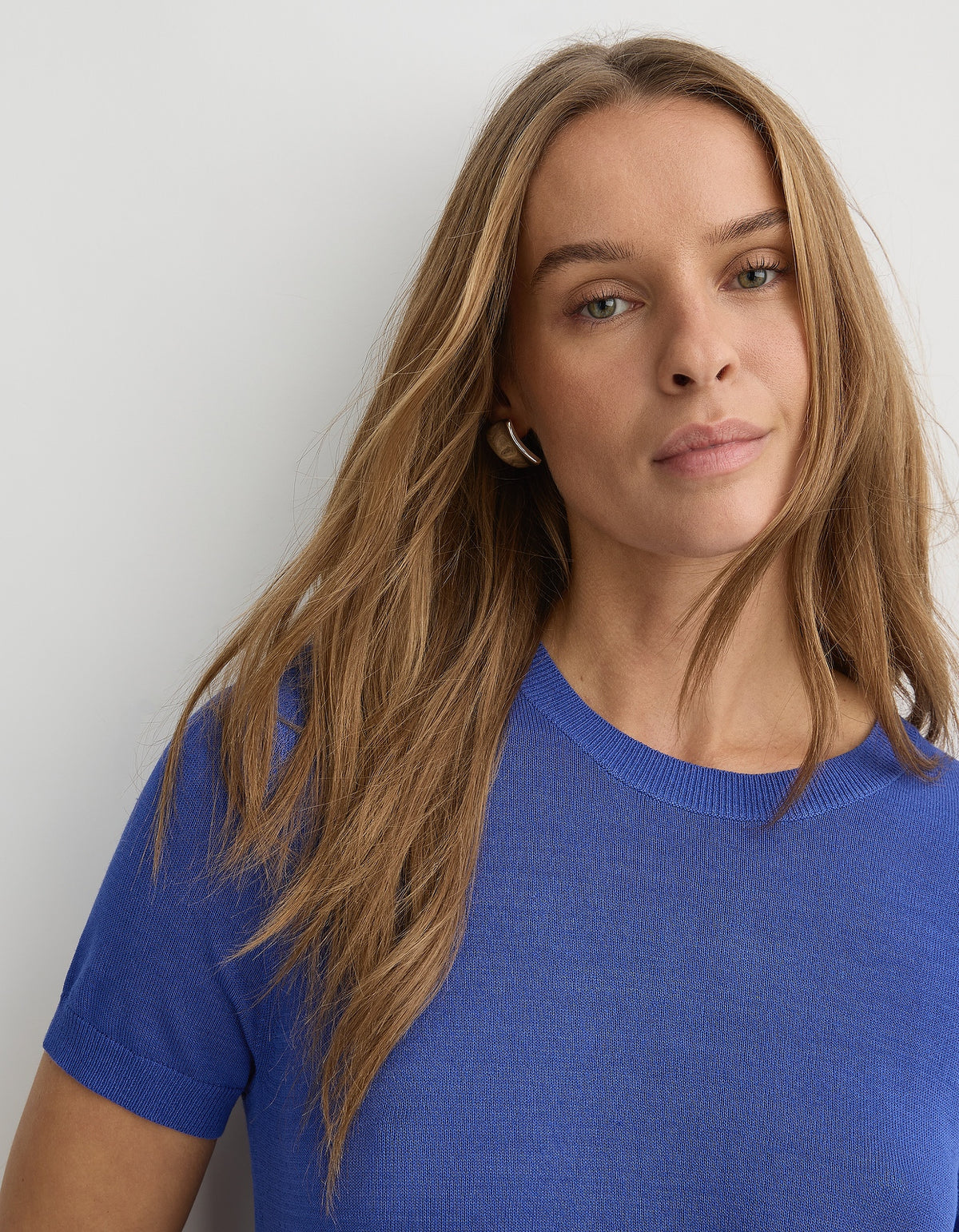 The Chloe Knit Tee - Cornflower