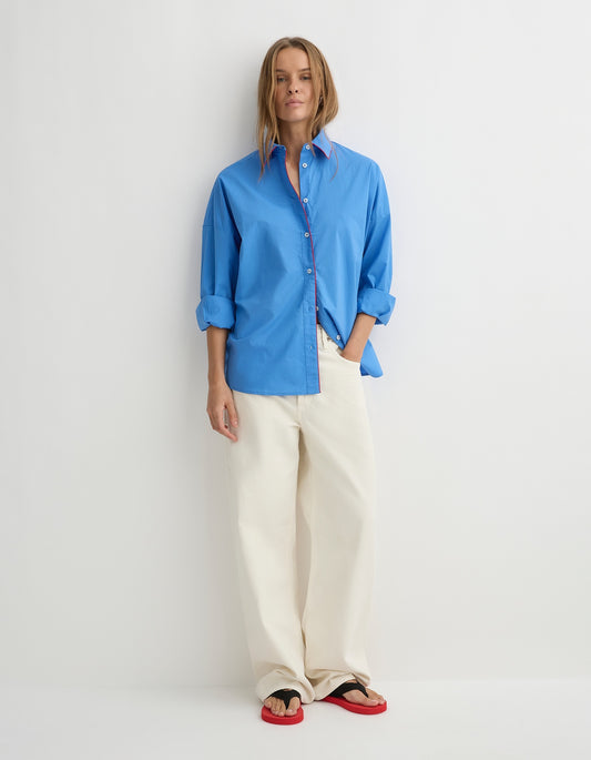 The Jayden Shirt - Cornflower With Red