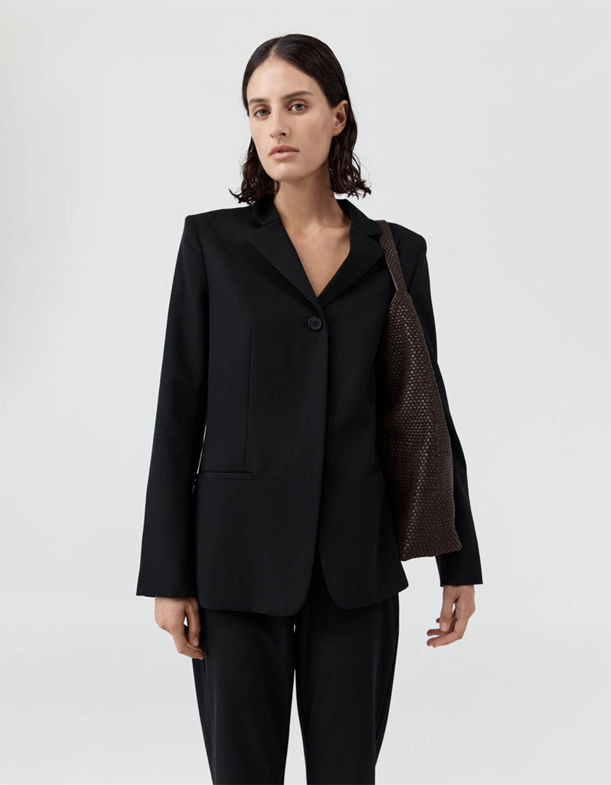 Lattice Weave Large Tote Bag - Coffee