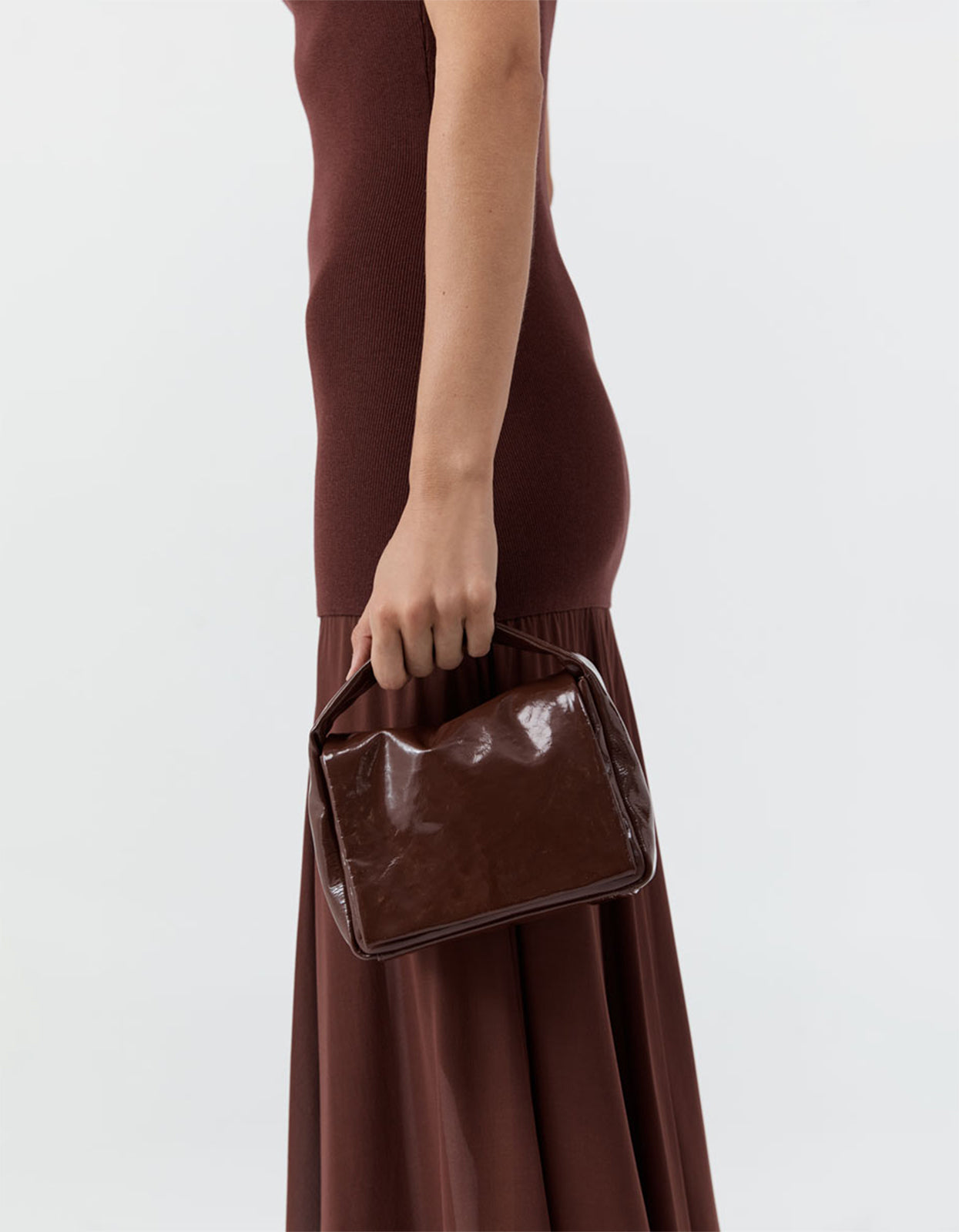 Petit Soft Satchel Bag - Patent Liqueur