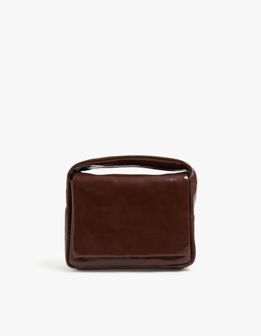 Petit Soft Satchel Bag - Patent Liqueur