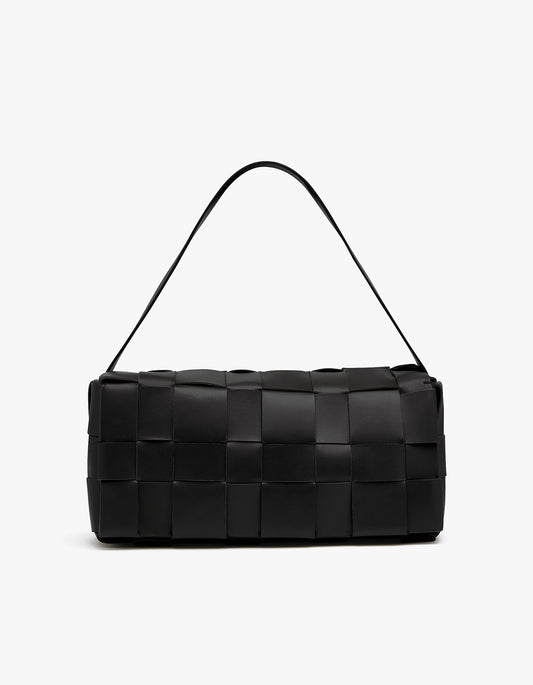 Woven Envelope Slim Tote Bag - Black