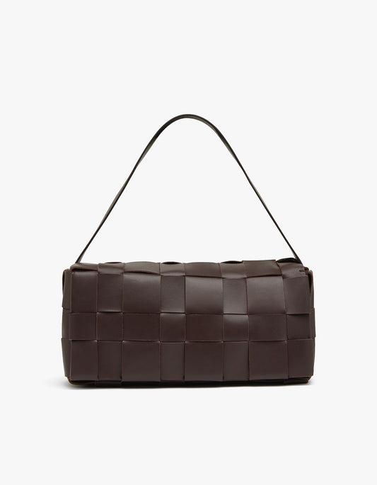 Woven Envelope Slim Tote Bag - Chocolate