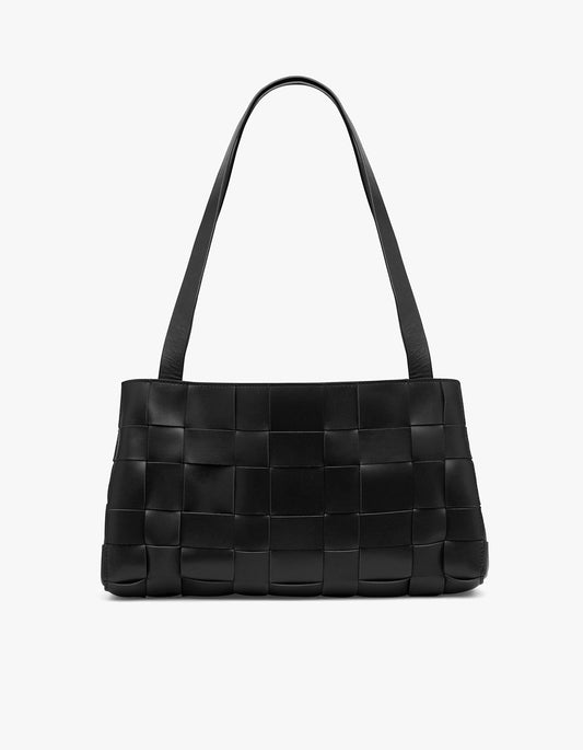 Slim Woven Tote Bag - Black