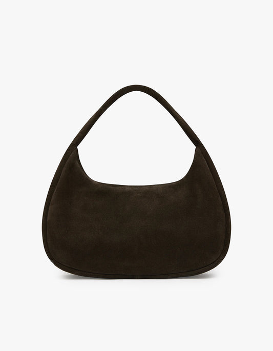 Large Suede Bon Bon Bag - Coffee