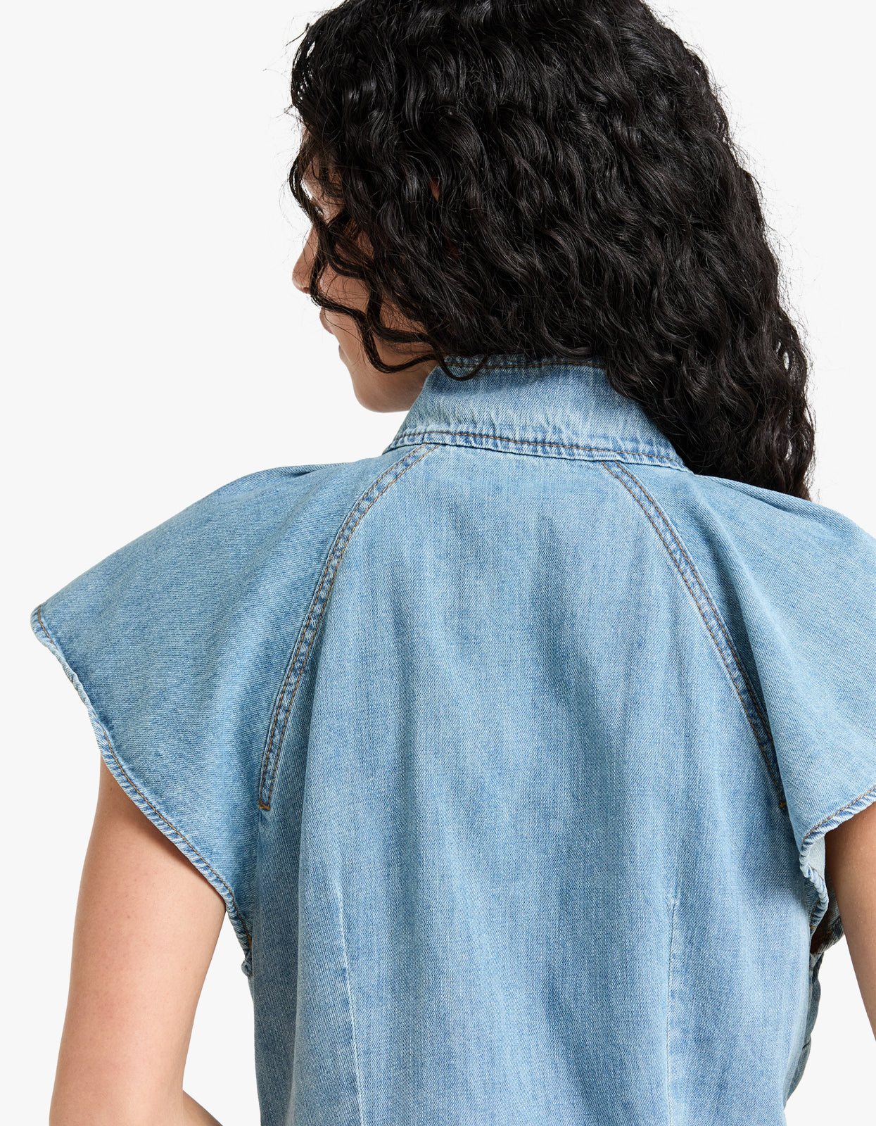 Crush Flutter Sleeve Shirt - Blue Moon