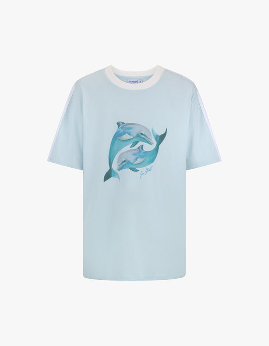 Dolphin Yin Yang T-Shirt - Light Blue