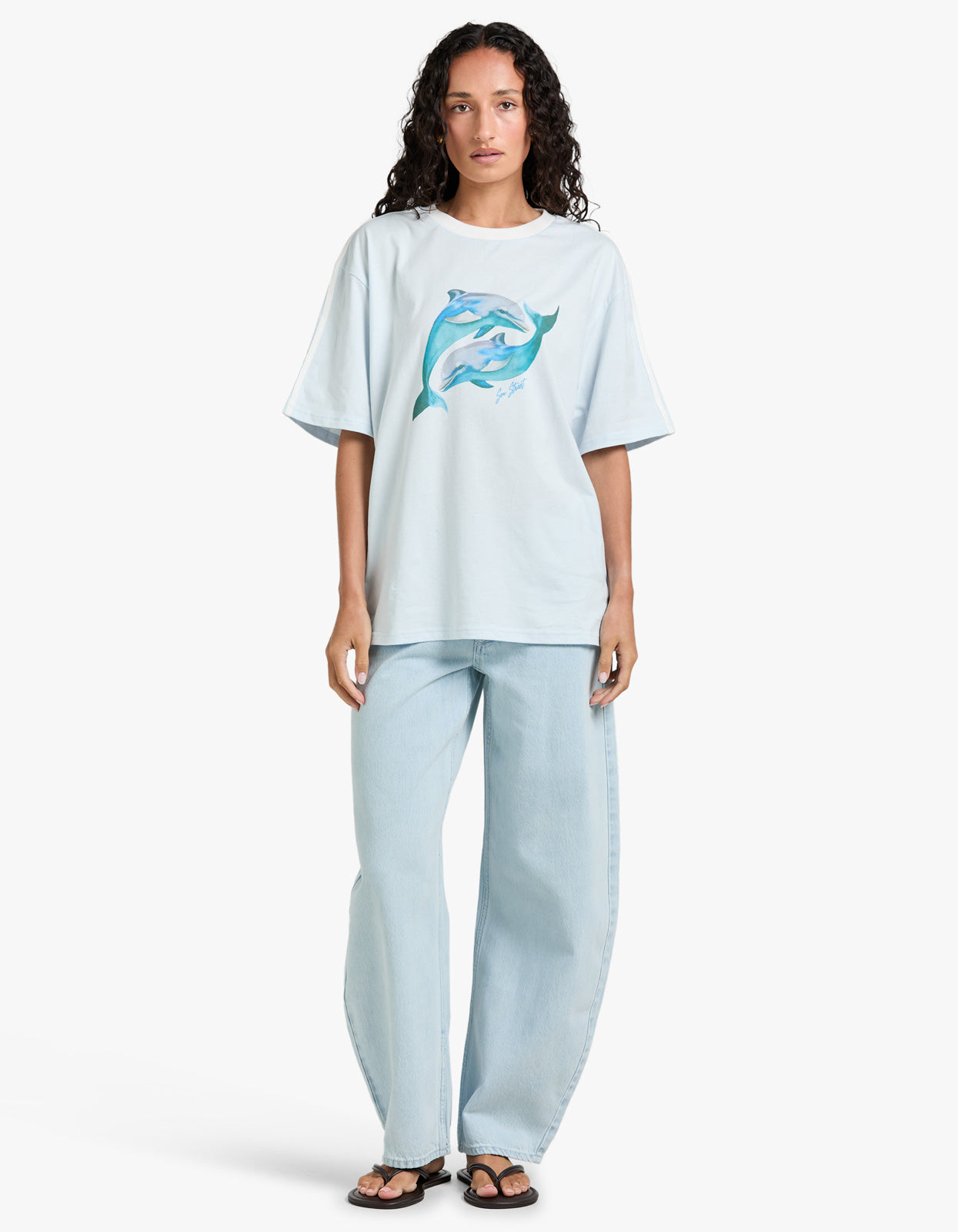 Dolphin Yin Yang T-Shirt - Light Blue