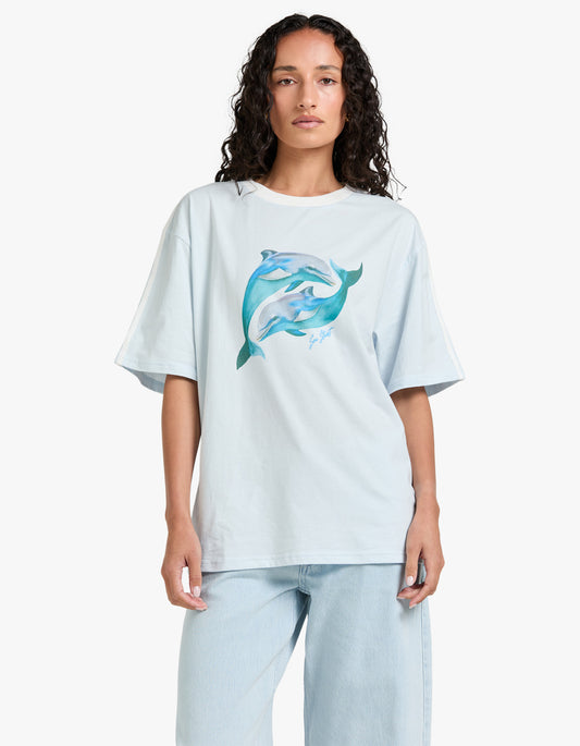 Dolphin Yin Yang T-Shirt - Light Blue