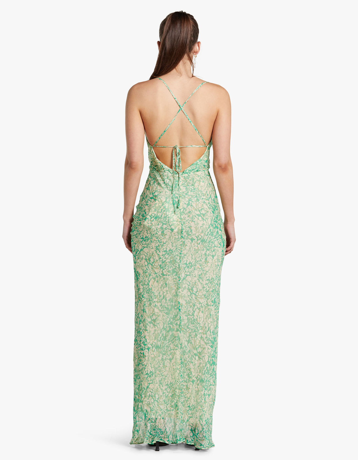 Superette | Belvedere Lace Back Bias Maxi Dress - Tree Green/Multi