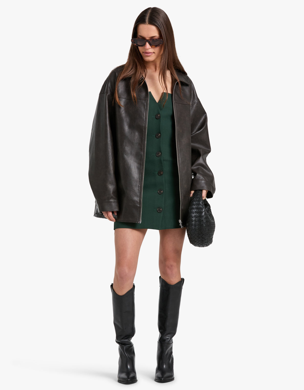 Irena Strapless Button Up Mini Dress - Deep Forest